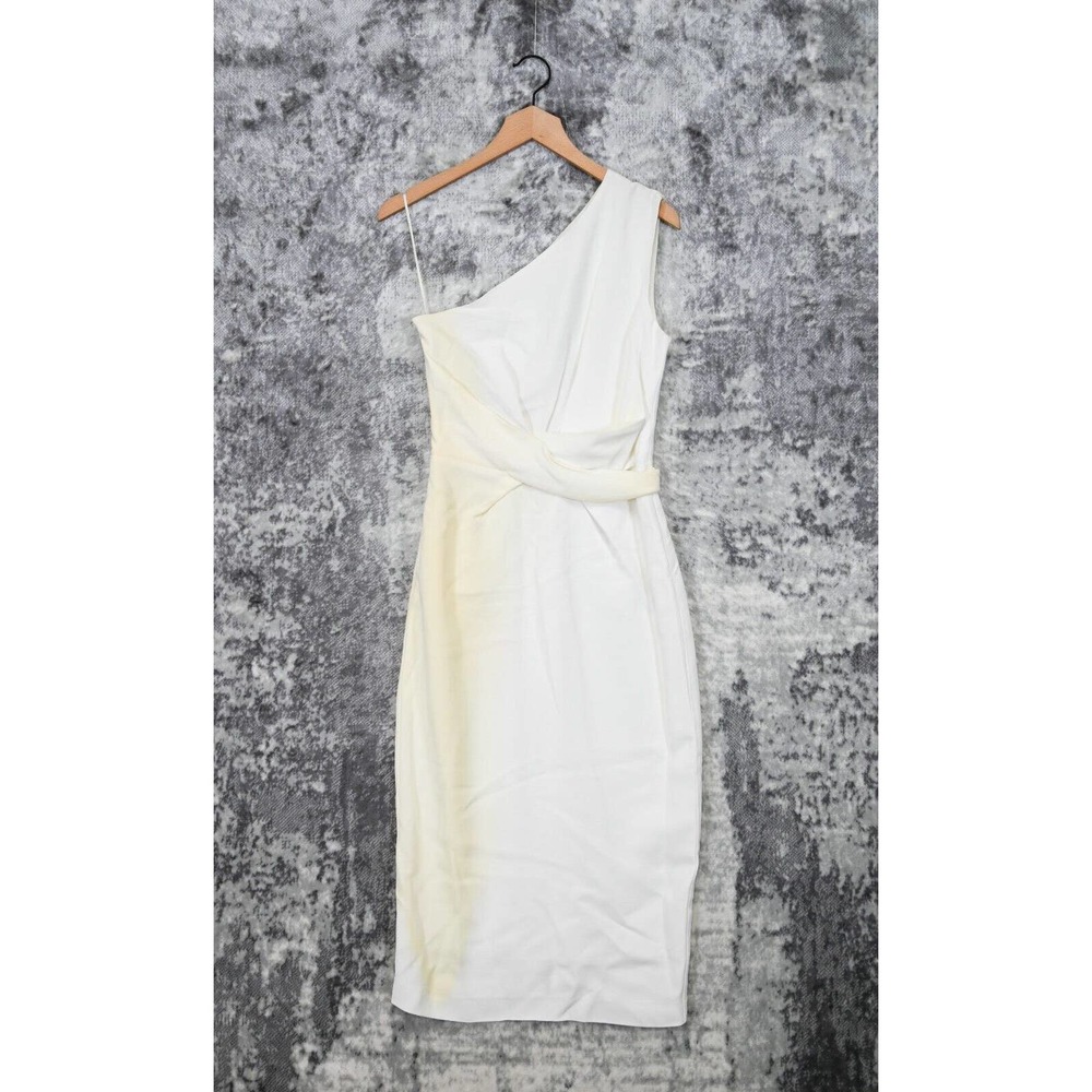 New REISS Laurent White Fade Dye One Shoulder Pencil Bodycon Dress